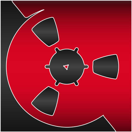 An abstract reel of audi recording tape in red and blackのイラスト素材