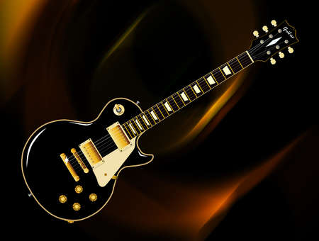 The definitive rock and roll guitar in black, isolated over a black background.