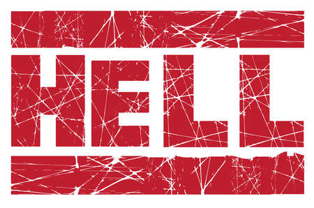 Hell red rubber ink stamp over a white backgroundのイラスト素材