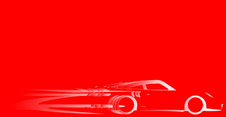 A fast car in fading silhouette with speed blur over red