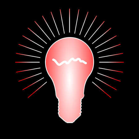 Cartoon style glowing light bulb shape set over a colored backgroundのイラスト素材