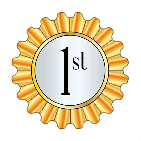 A gold rosette with the legend 1st set over s white backgroundのイラスト素材