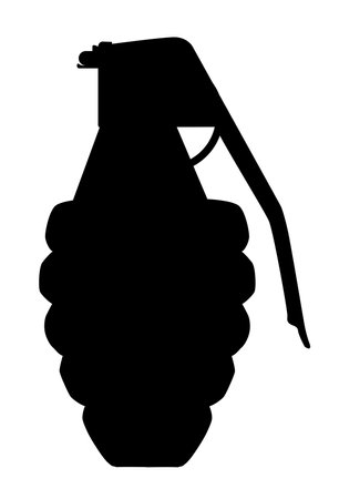 A hand grenade silhouette isolated on a white backgroundのイラスト素材