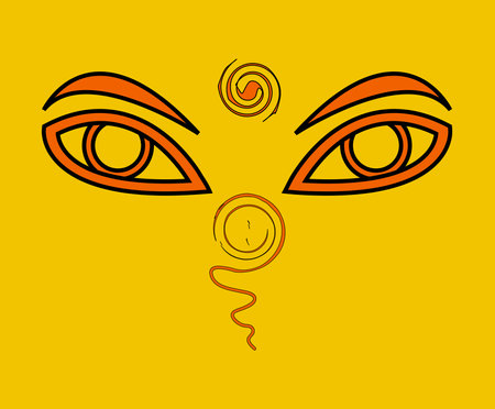 The Buddhist symbol of the Eyes of the Buddhaのイラスト素材