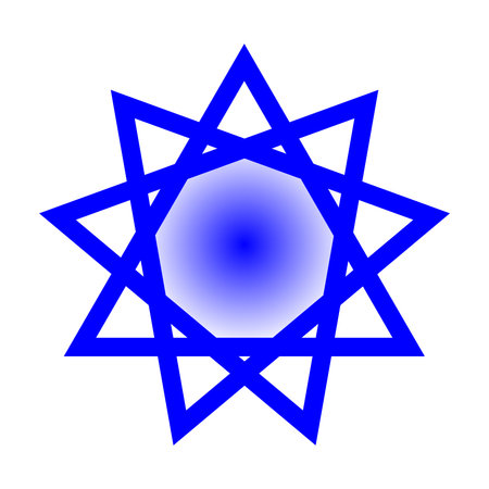 The symbol Bahai Star of Islam in blue set upon a white backgroundのイラスト素材