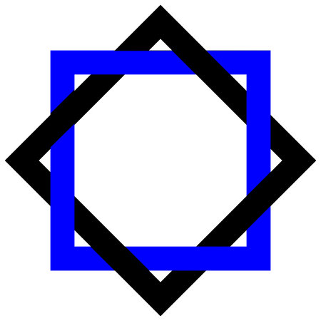 The symbol star of Khatim for the  Islam religion in blue and black intertwined set upon a white...