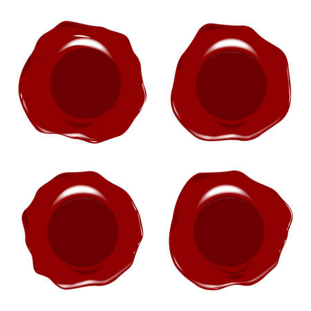 A set of blank wax stamps or seals with a position for personal text in the middle all set on a white background.のイラスト素材