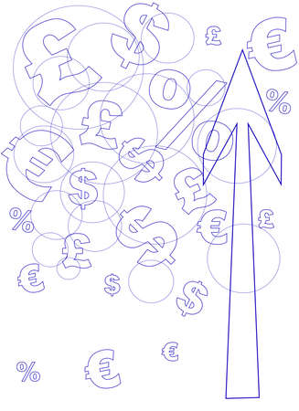 An abstract of inflation arrow pointing upwards in the matkep place.のイラスト素材