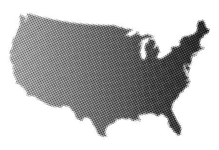 Map of The Unites States of America in black and white halftoneのイラスト素材