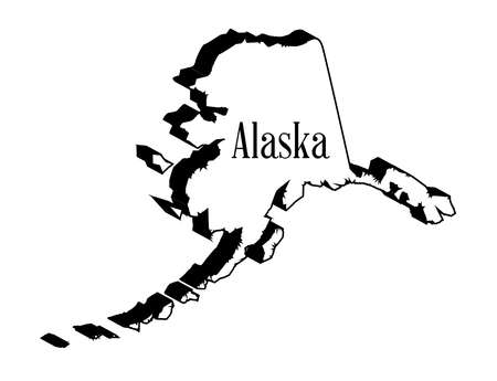 Outline of the state of Alaska in 3D isolated over a white backgroundのイラスト素材