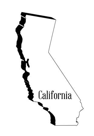State map in 3D outline of California over a white backgroundのイラスト素材