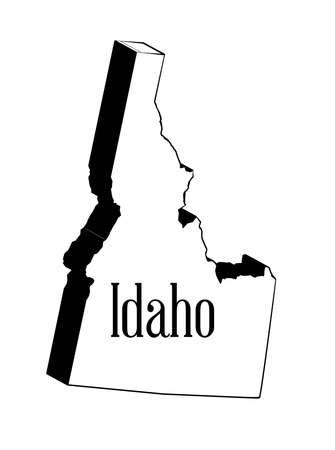 Outline of the state of Idaho in 3D and isolated on a white backgroundのイラスト素材