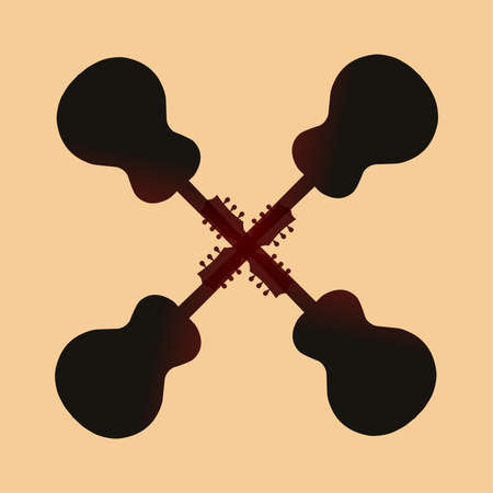 A set of four guitarsss set together over a light backgroundのイラスト素材