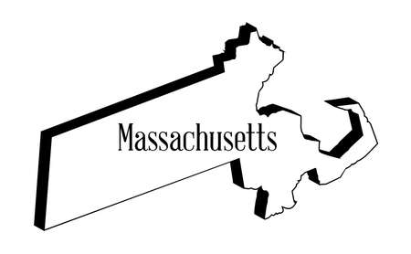 State map outline in 3Dof Massachusetts over a white backgroundのイラスト素材