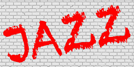 A section of brick wall as a background with the text jazz dawbed in redのイラスト素材