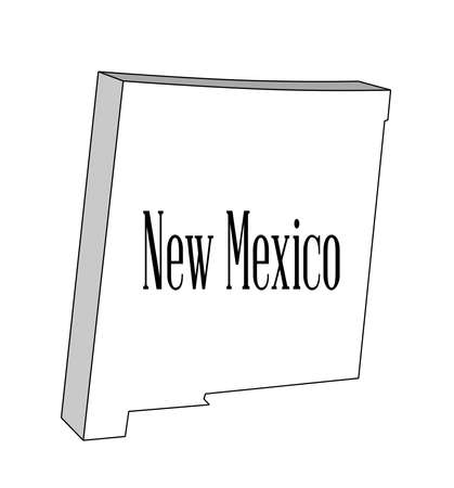 Outline 3D outline map of the state of New Mxico on a white backgroundのイラスト素材