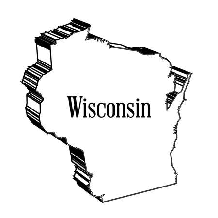 Outline 3D map of the American state of Wisconsinのイラスト素材
