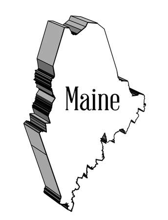 Silhouette 3D map of the USA state of Maineのイラスト素材