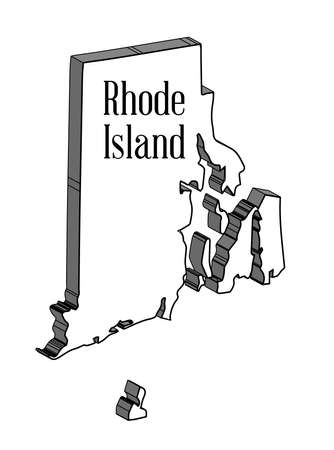 Outline 3D map of the state of Rhode Islandのイラスト素材