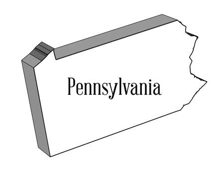 Outline 3D map of the state of Pennsylvania on a white backgroundのイラスト素材