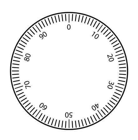 A circle of numbers and marks to 100 set over a white backgroundのイラスト素材