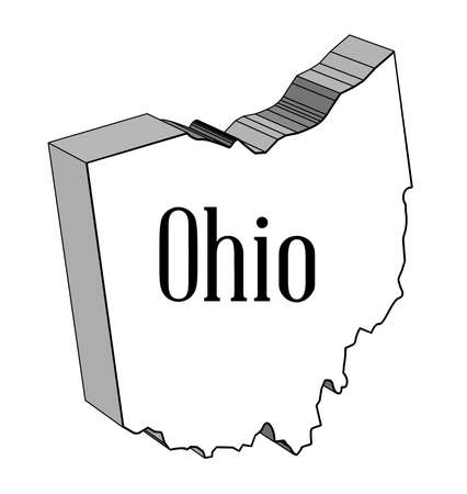 Outline 3D map of the state of Ohioのイラスト素材
