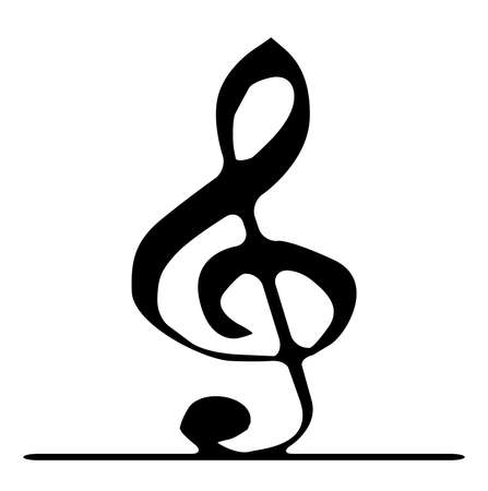 An abstract black treble clef isolated on white.のイラスト素材