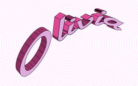 The baby girl name Olivia set over a pink and white backgroundのイラスト素材