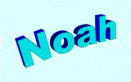 The baby boy name Noah set over a blue and white backgroundのイラスト素材