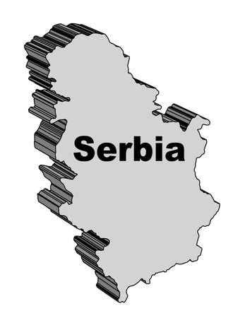 Outline 3D map of Serbia over a white backgroundのイラスト素材