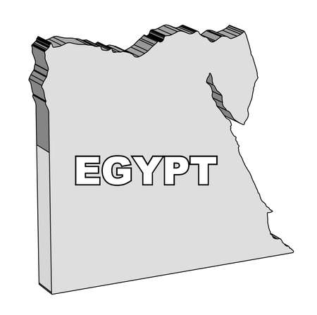 Outline 3D map of the Arab League country of Egyptのイラスト素材