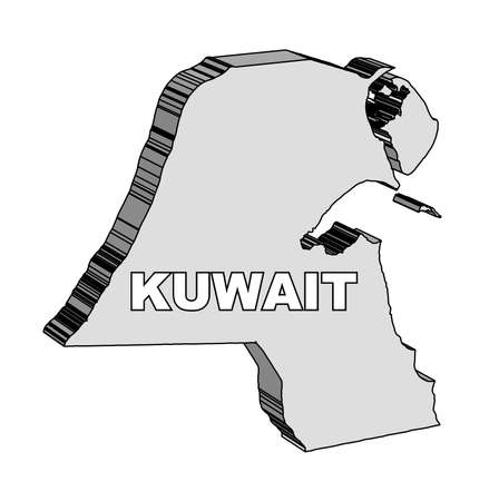 Outline 3D map of the Arab League country of Kuwaitのイラスト素材