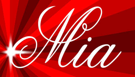A bright star and the girl name Mia over a red ray backgroundのイラスト素材