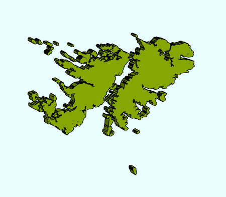 Outline 3D map of the UK Falkland Islandsのイラスト素材