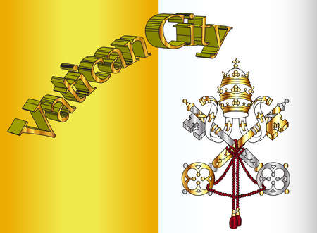 A depiction of the flag of Vatican city with text declaring the nameのイラスト素材