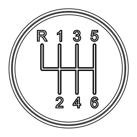 A typical six speed gear knob In black outlineのイラスト素材
