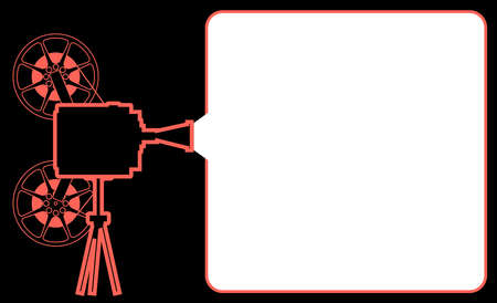 An old fashioned home movie cine projector outline silhouette projecting a blank copy space white areaのイラスト素材