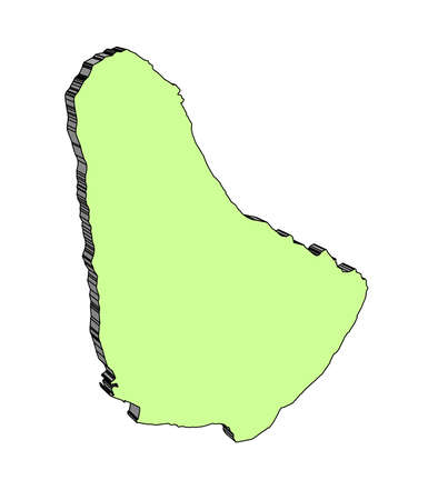 Barbados Caribbean island 3D silhouette map isolated on a white backgroundのイラスト素材
