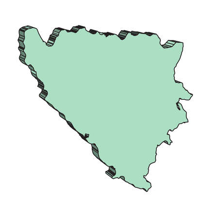 Isolated silhouette 3D map of Bosnia and Herzegovina over a white backgroundのイラスト素材