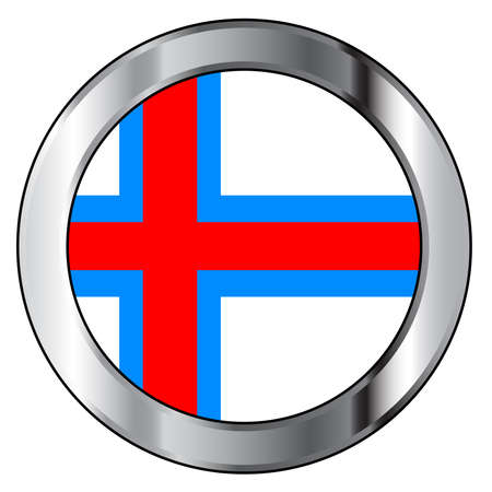 The flag of the Faroe Islands blue red and white as a buttonのイラスト素材