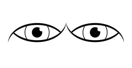 A pair of staring eye outlines isolated over a white backgroundのイラスト素材