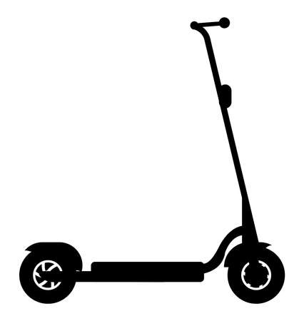 Silhouette of a typical e type scooter in black silhouette on a white backgroundのイラスト素材