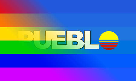 The flag of the city of Pueblo in Colorado USA set with the LGBT rainbow flagのイラスト素材
