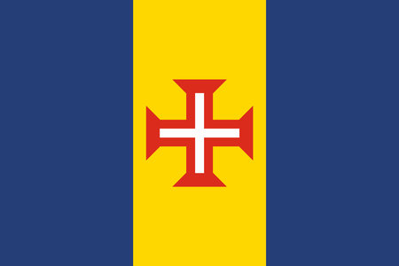 The flag of Madeira an autonomous region of the country of Portugal in red white blue and yellowのイラスト素材