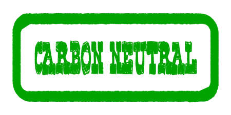 A green rubber ink stamp mark stating Carbon Neutral over a white backgroundのイラスト素材