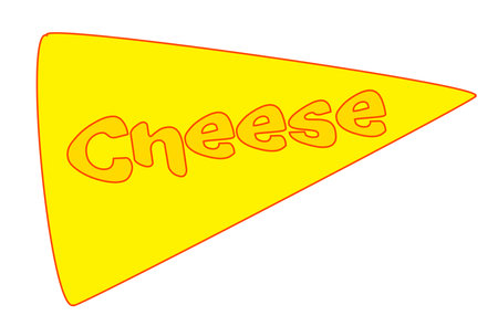 A wedge of cheese with the text cheese in cartoon style fontのイラスト素材