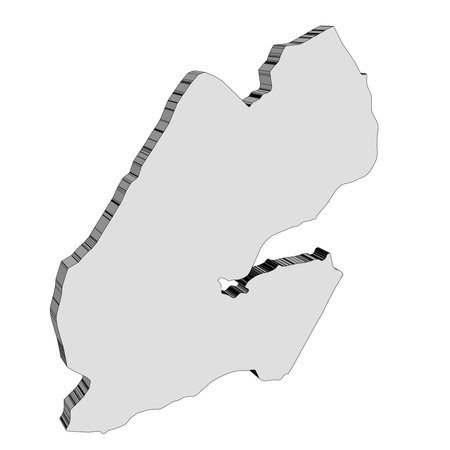 Outline map of the African country of Djibouti isolated over a white backgroundのイラスト素材