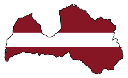 Outline silhouette flag map of Latvia over a white backgroundのイラスト素材