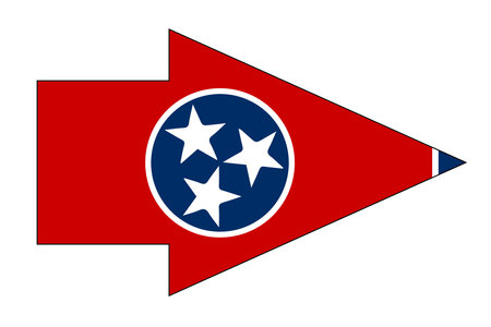 The flag of the State of Tennessee set within a pointer arrowのイラスト素材
