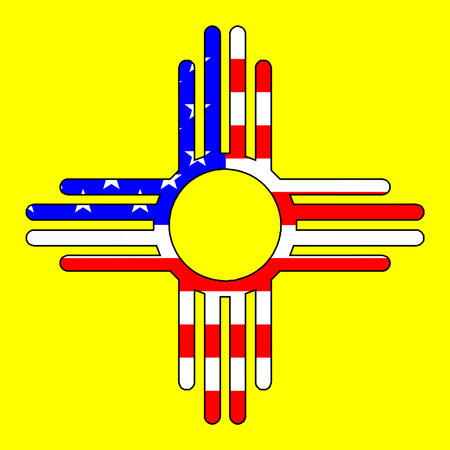 The icon from the New Mexico state flag inset with the American Stars and Stripes flagのイラスト素材